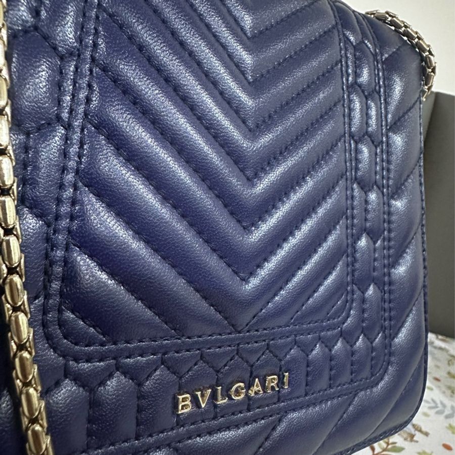 BVLGARI寶格麗 9新 寶藍色蛇頭鍊包-6