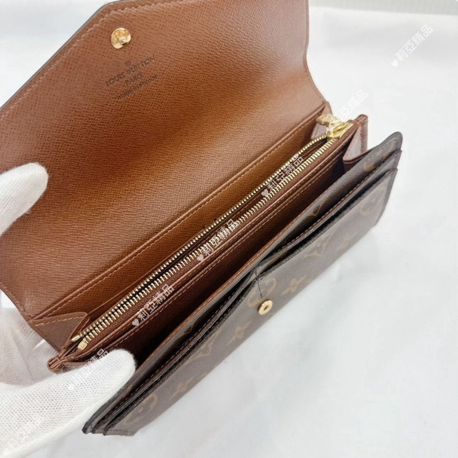 莉亞精品♡LV 老花信封長夾 咖內裡 二手-11