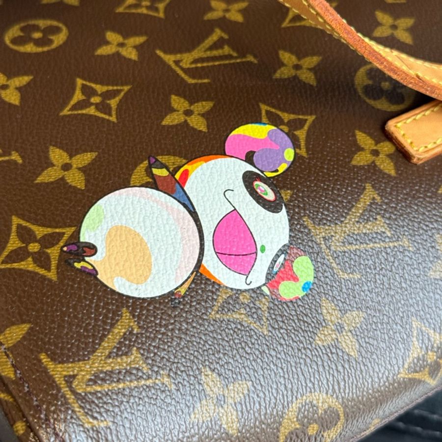 LV 村上隆熊貓薇薇安手提包 老花 04年 尺寸約22*9*21cm。-8