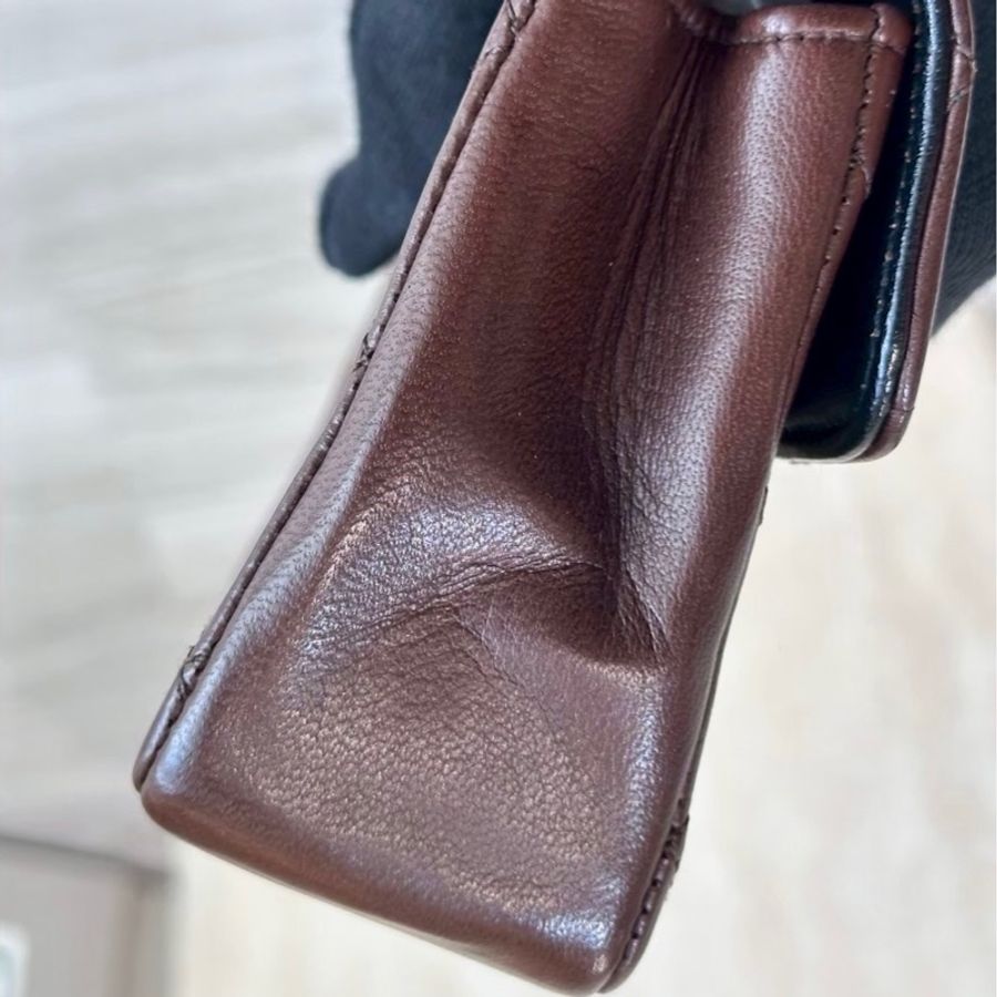 CHANEL vintage 咖啡色金牌中古小鏈條包-3