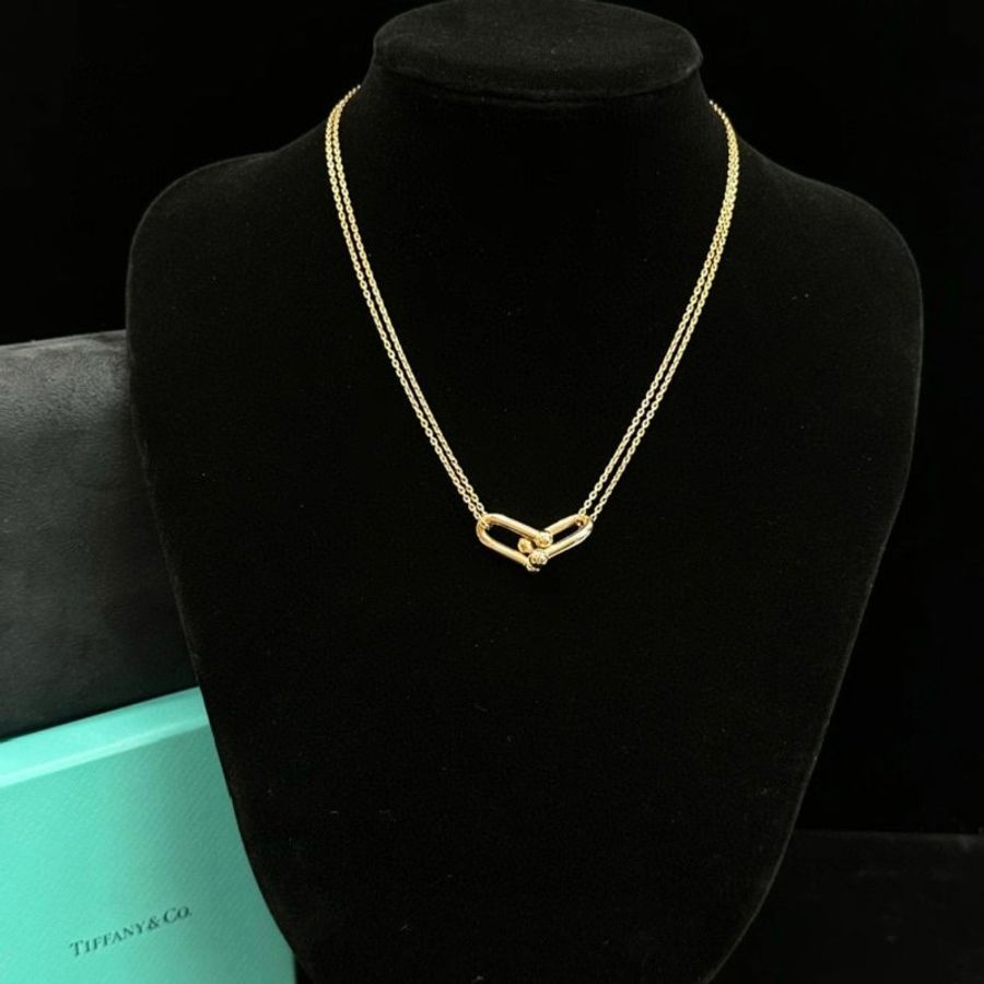 TIFFANY HardWear系列18K玫瑰金雙鏈環項鍊 鏈長40cm 98新配件盒子-4