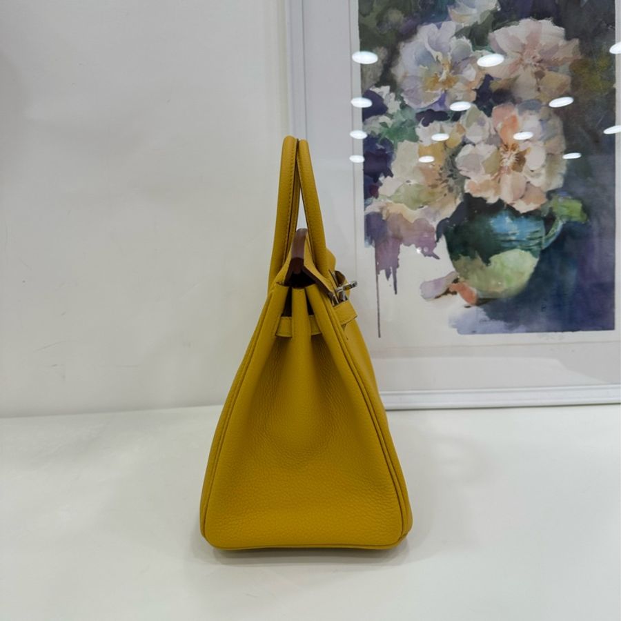 愛馬仕birkin25 9D Ambre琥珀黃銀扣 W刻 全新有購證-3