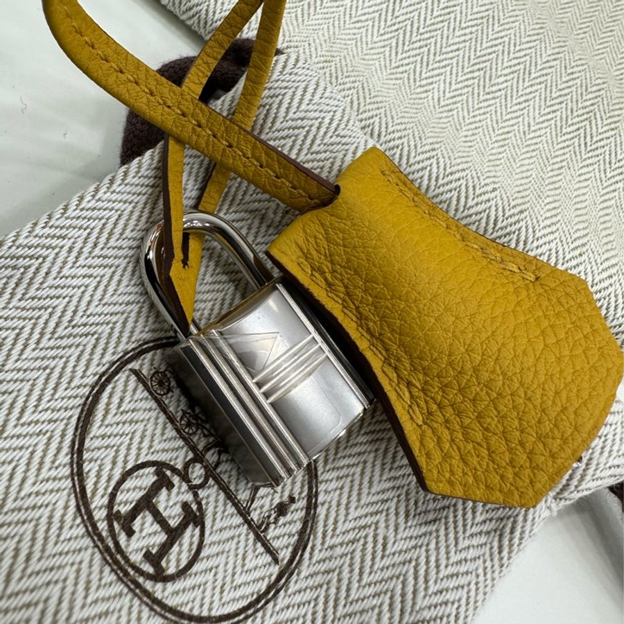 愛馬仕birkin25 9D Ambre琥珀黃銀扣 W刻 全新有購證-8