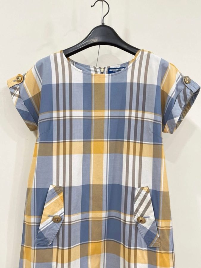 Burberry 藍標 金扣格紋口袋洋裝-5