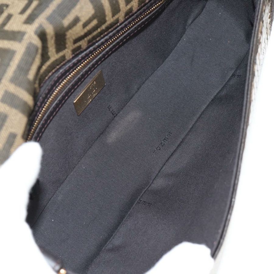 【日本直送】FENDI Zucca帆布Mamma Baguette亮片兩用包 棕色金色 正品 138993A-20
