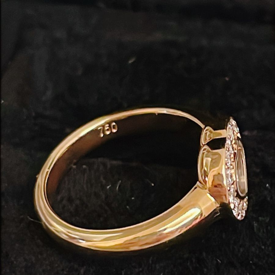 平台最低價✨CHOPARD蕭邦快樂鑽happy diamonds滿鑽愛心18k金戒指-5
