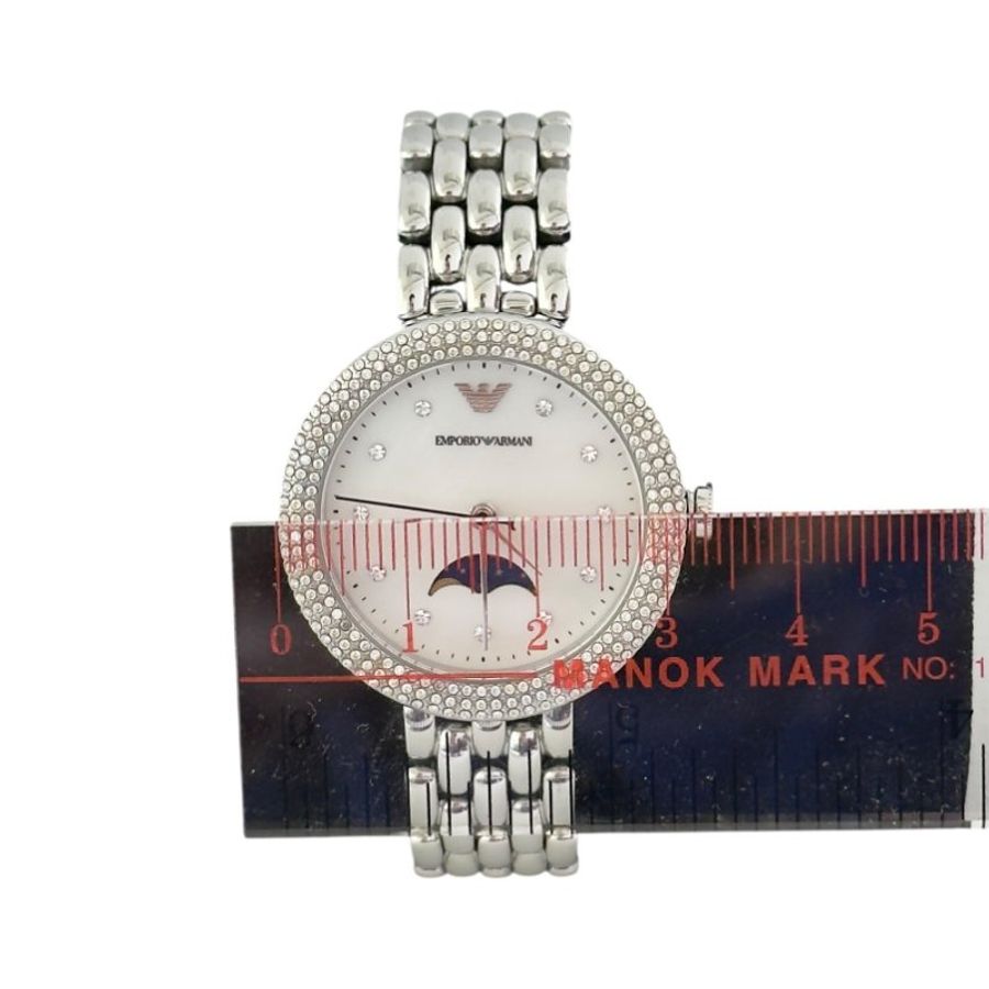 EMPORIO ARMANI 水鑽 貝母錶盤 手錶-8