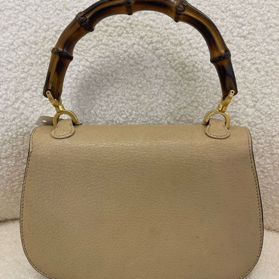 Gucci竹節包 中古款 米色荔枝皮 小號 22cm-10