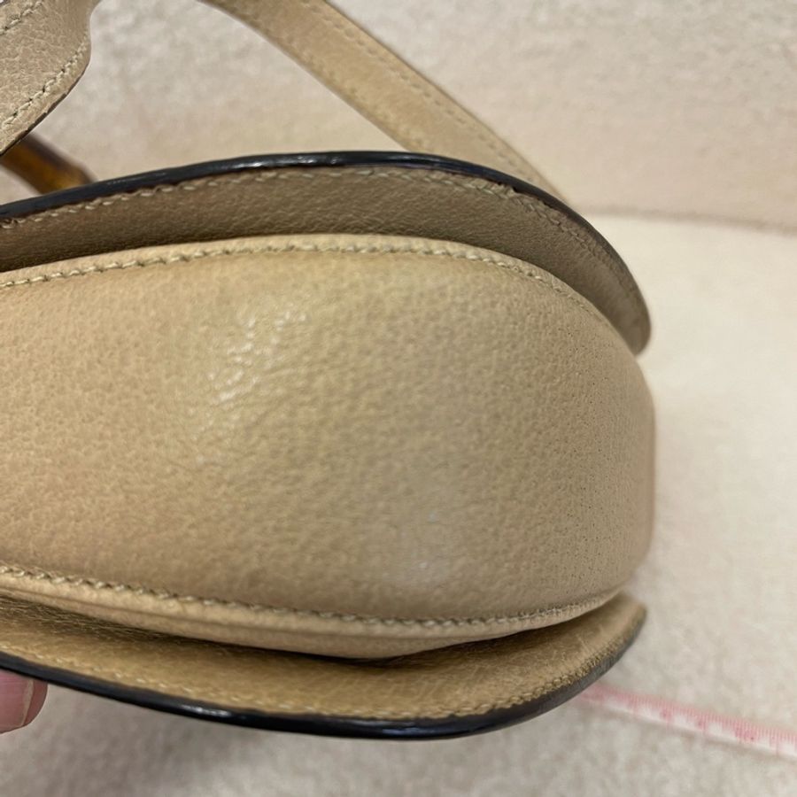 Gucci竹節包 中古款 米色荔枝皮 小號 22cm-13