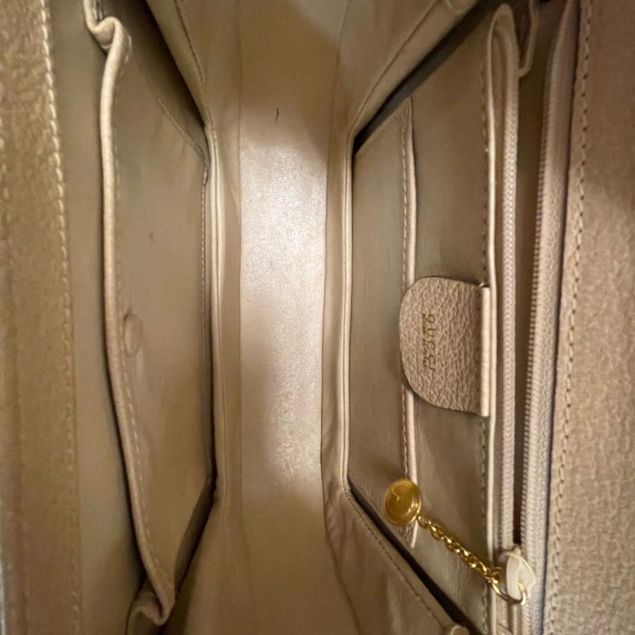 Gucci竹節包 中古款 米色荔枝皮 小號 22cm-21