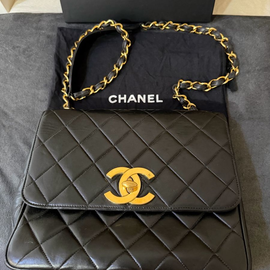 CHANEL 25 貝嫂包 黑金大方胖-0