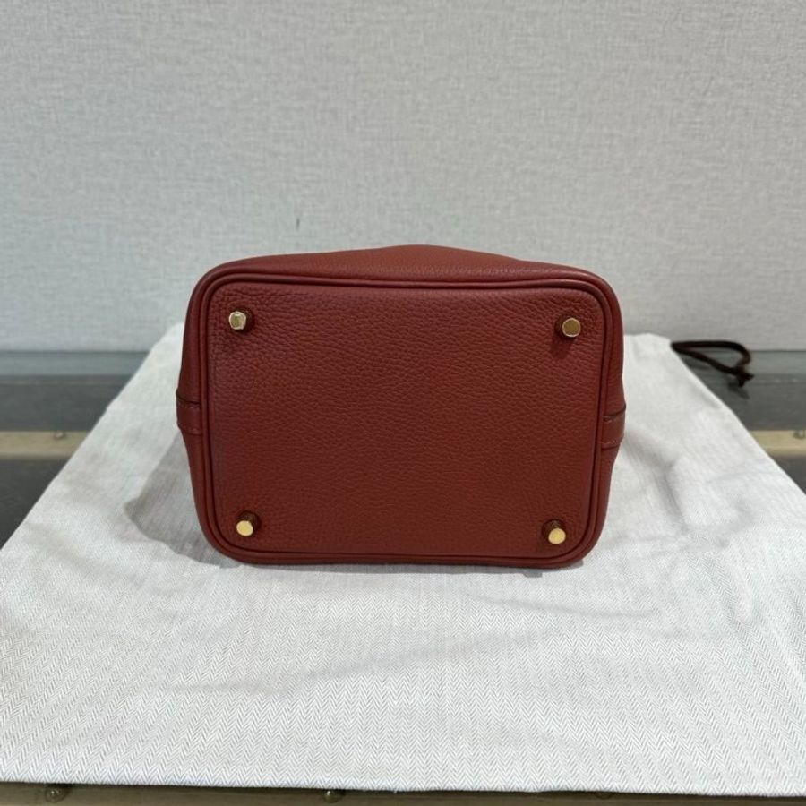 HERMES 南瓜色菜籃子18手提袋  18*18*13 98新配件盒子塵袋鑰匙鎖-3