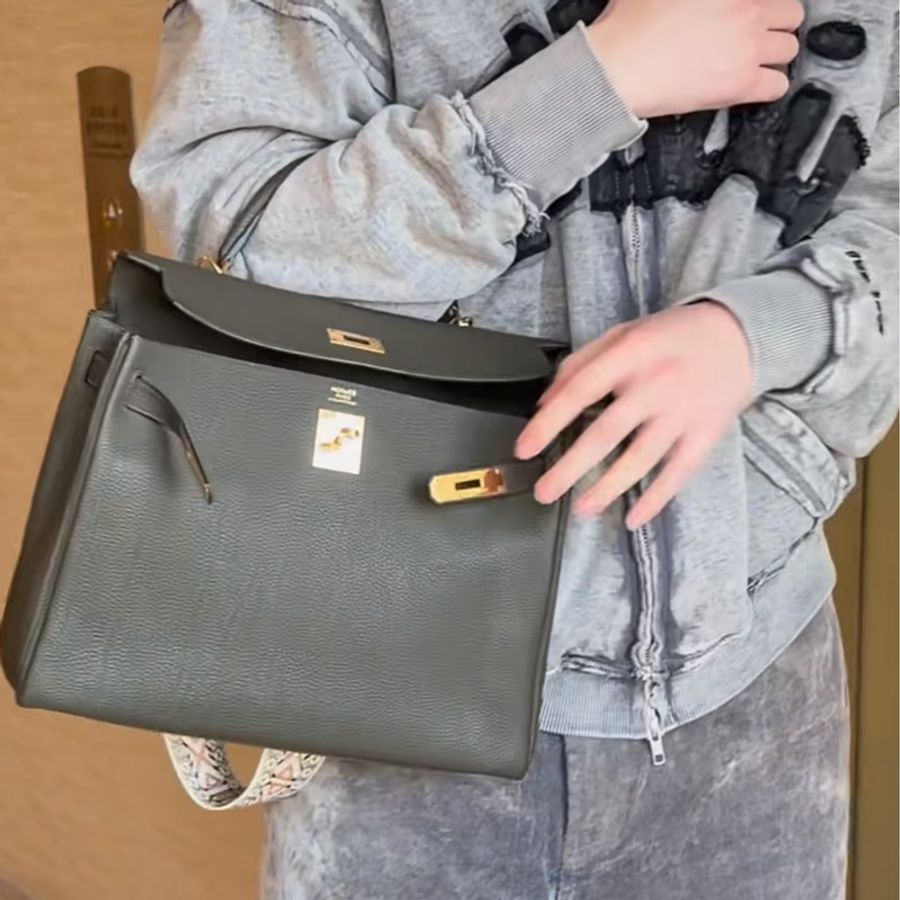 Hermès 愛馬仕 C6 橄欖綠 Togo 牛皮 Kelly 32 凱莉包 手提包 肩背包 金釦-2