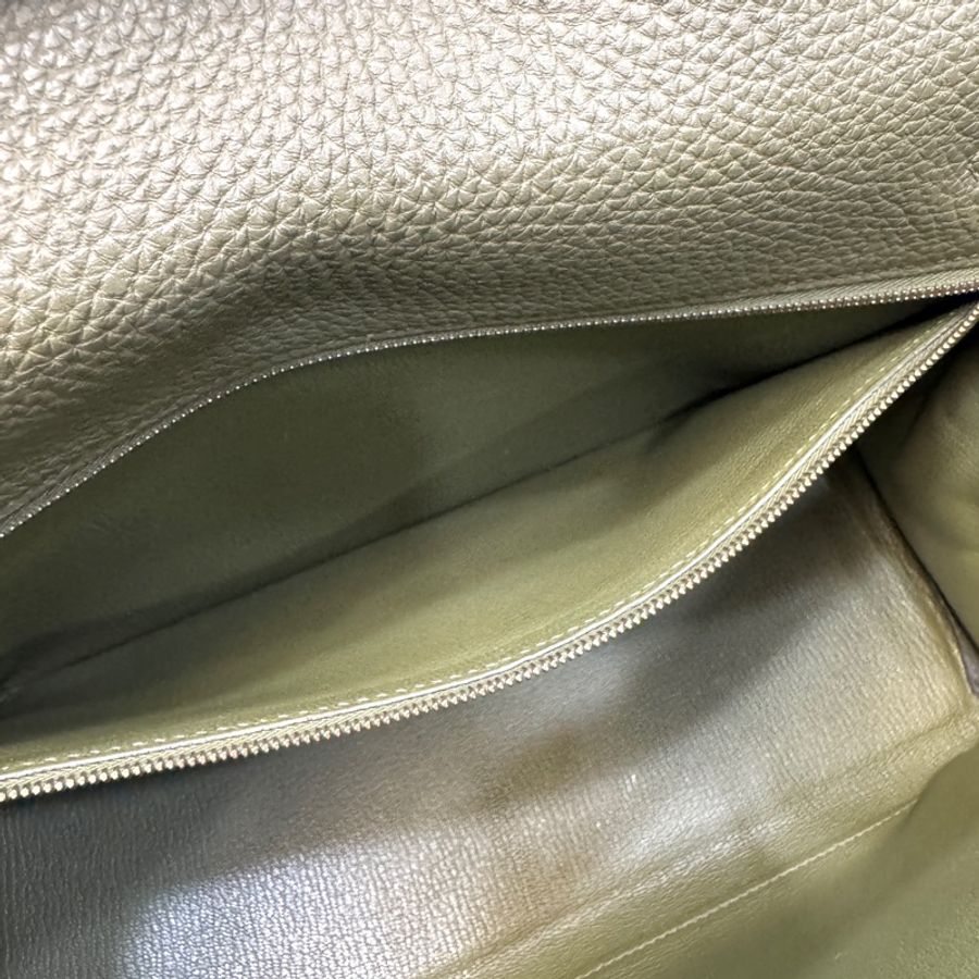 Hermès 愛馬仕 C6 橄欖綠 Togo 牛皮 Kelly 32 凱莉包 手提包 肩背包 金釦-12