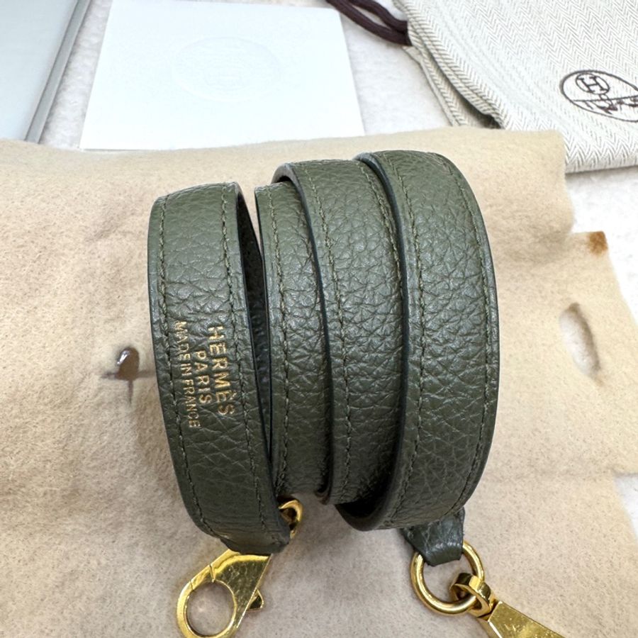 Hermès 愛馬仕 C6 橄欖綠 Togo 牛皮 Kelly 32 凱莉包 手提包 肩背包 金釦-13