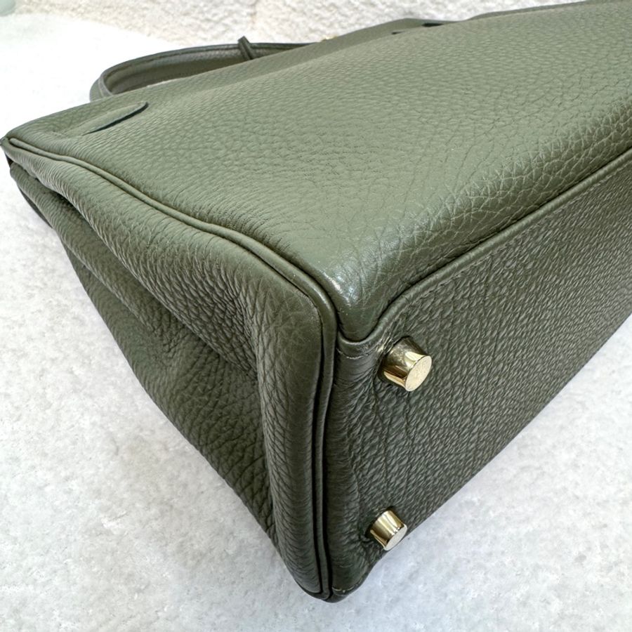 Hermès 愛馬仕 C6 橄欖綠 Togo 牛皮 Kelly 32 凱莉包 手提包 肩背包 金釦-20