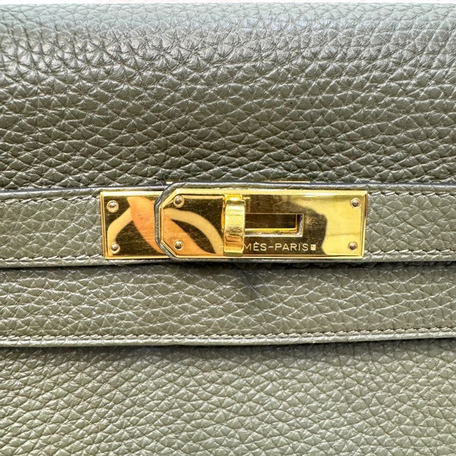 Hermès 愛馬仕 C6 橄欖綠 Togo 牛皮 Kelly 32 凱莉包 手提包 肩背包 金釦-21