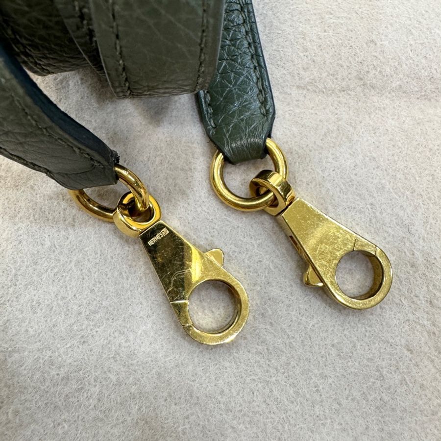 Hermès 愛馬仕 C6 橄欖綠 Togo 牛皮 Kelly 32 凱莉包 手提包 肩背包 金釦-24