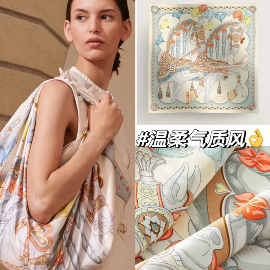 愛馬仕 甜蜜的鞍具絲巾 90*90-4