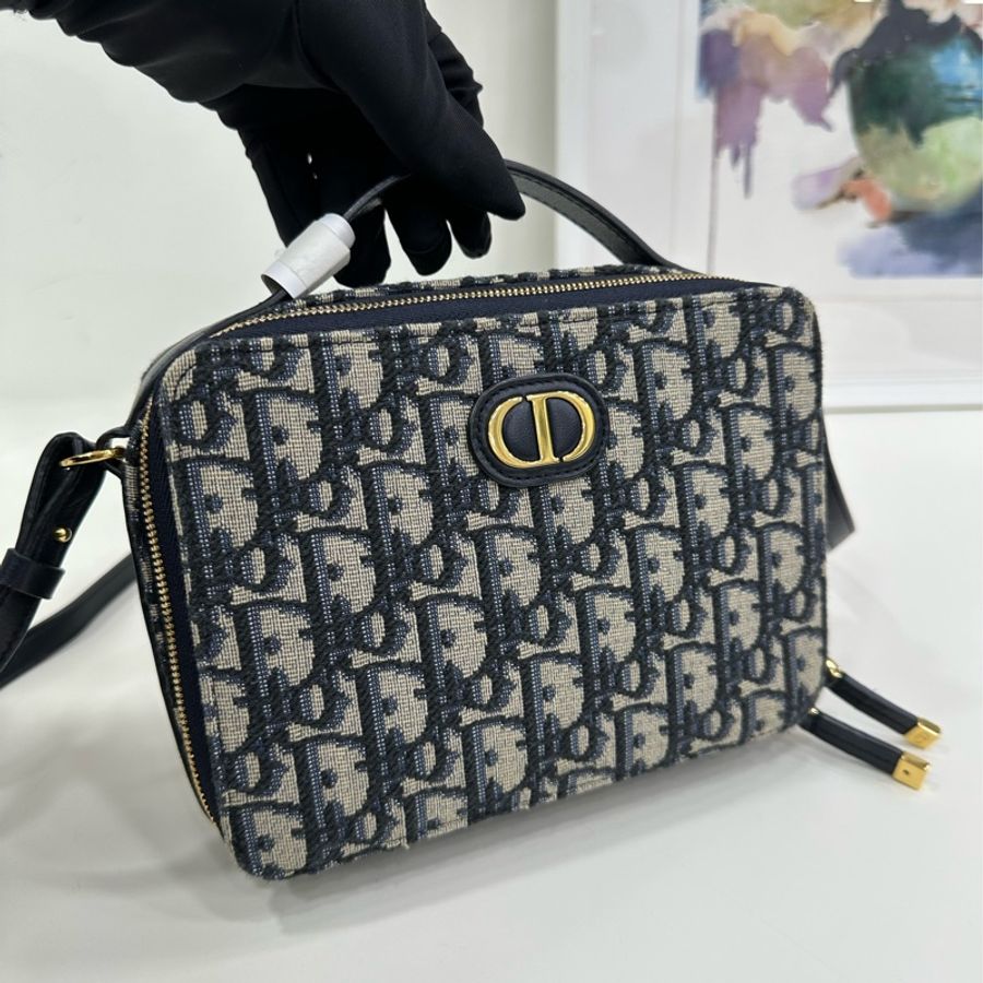 Dior老花30 Montaigne箱型手袋包 20×15 可手提可斜挎 閒置-3