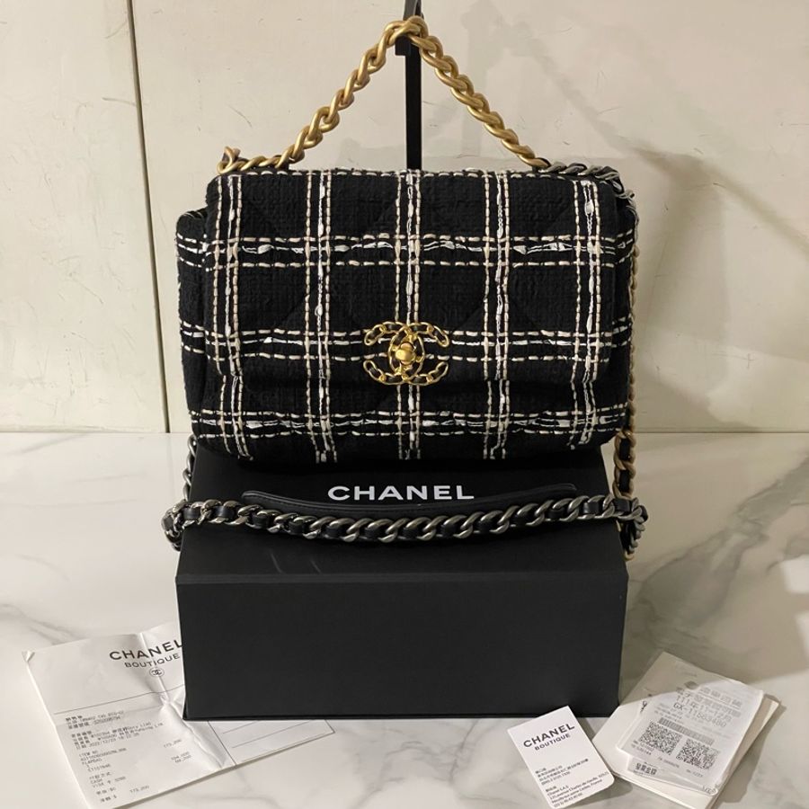 閒置全配芯片款🌟#chanel #黑金 #毛呢 #19bag #小號-3