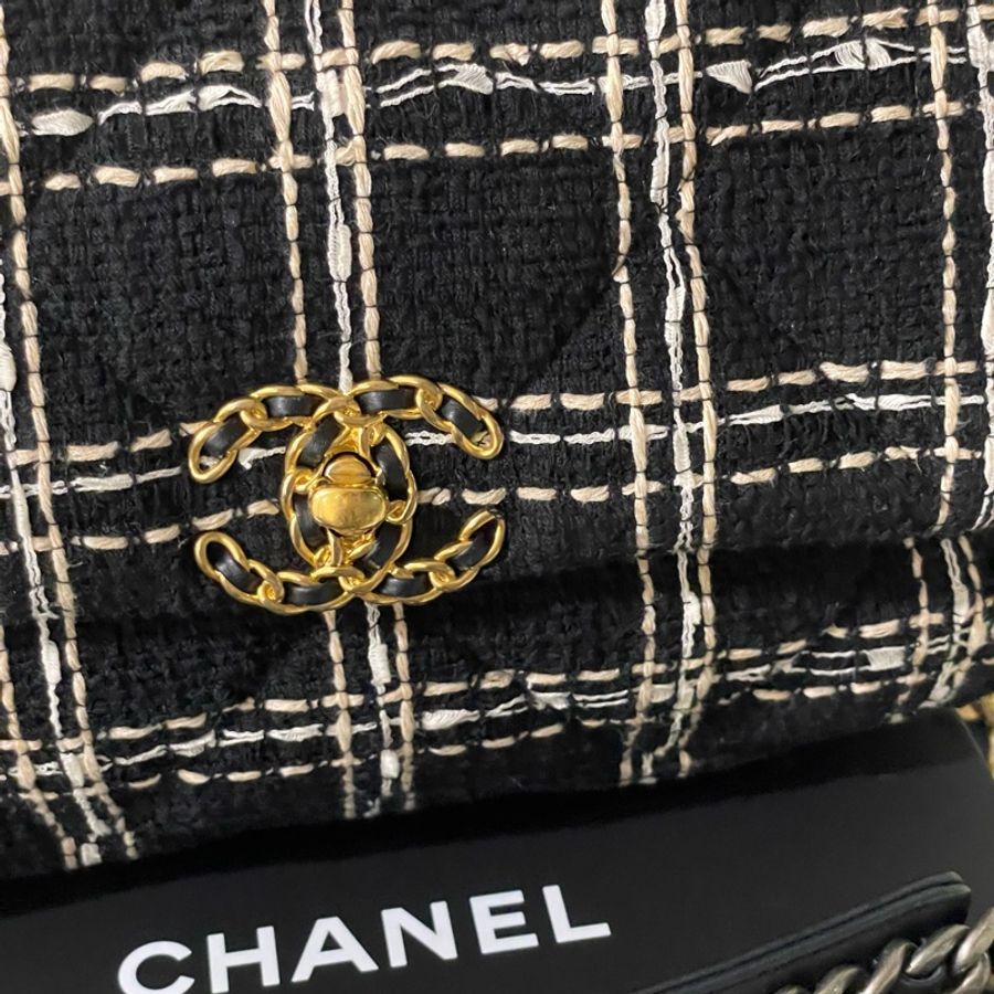閒置全配芯片款🌟#chanel #黑金 #毛呢 #19bag #小號-4