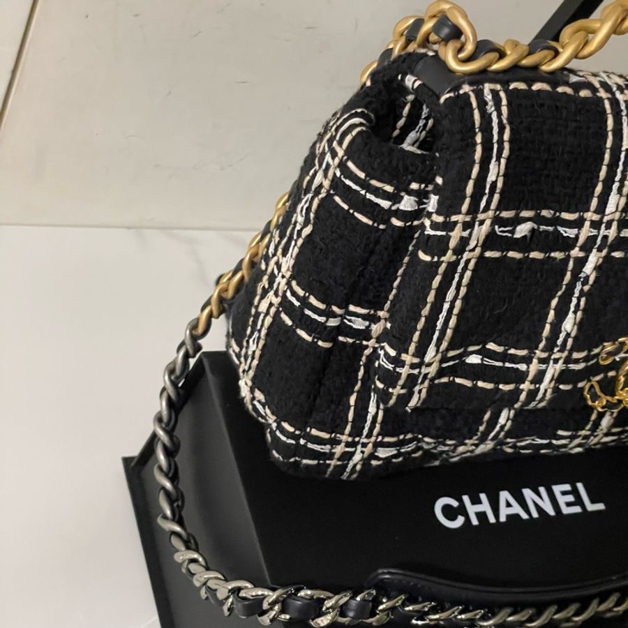 閒置全配芯片款🌟#chanel #黑金 #毛呢 #19bag #小號-6