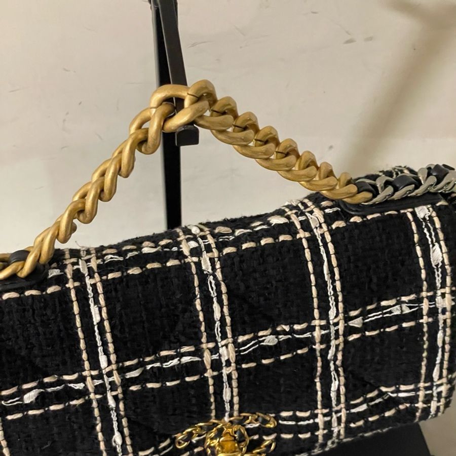 閒置全配芯片款🌟#chanel #黑金 #毛呢 #19bag #小號-8