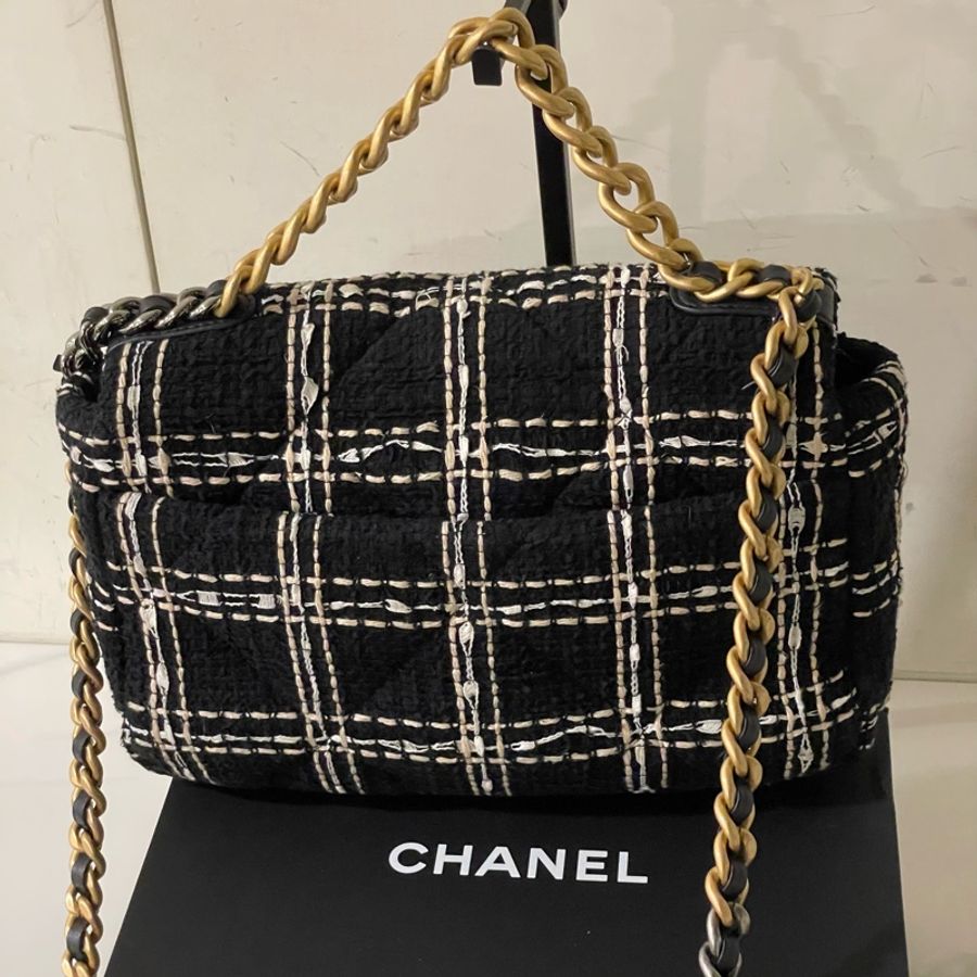閒置全配芯片款🌟#chanel #黑金 #毛呢 #19bag #小號-9