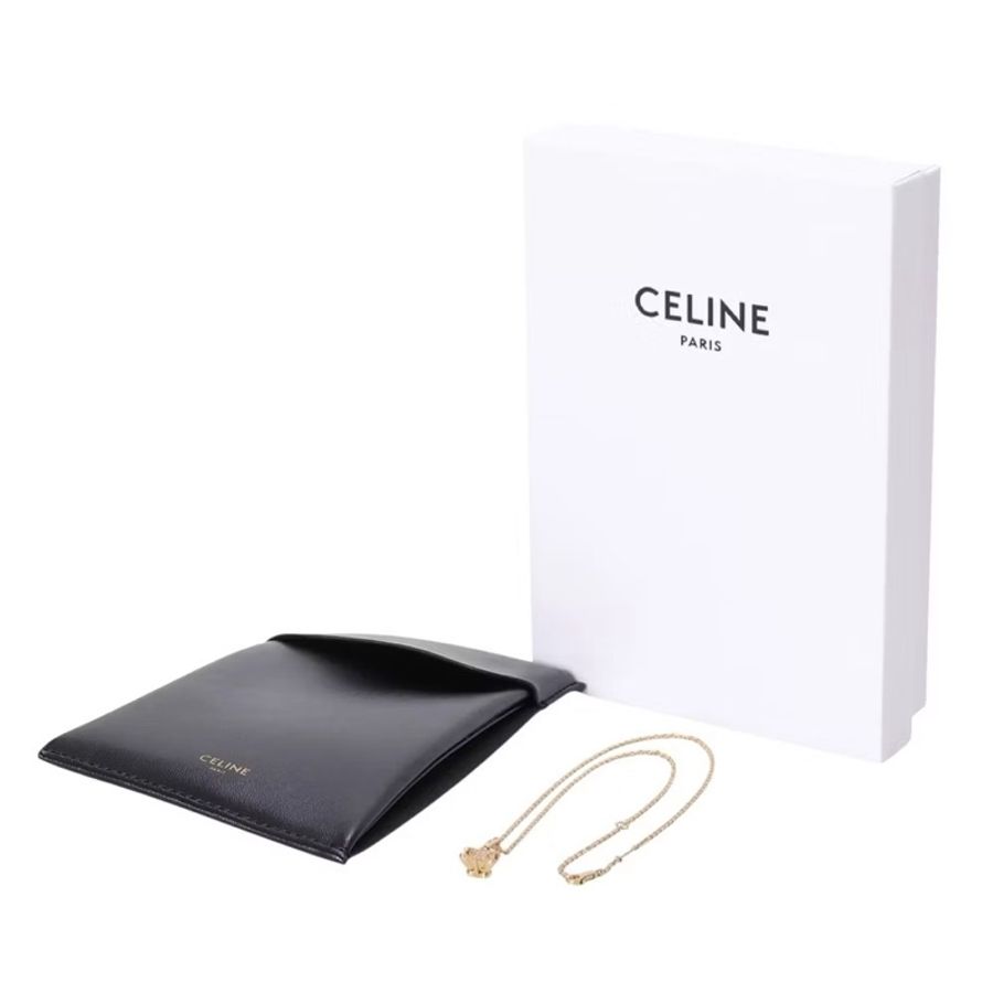 CELINE TRIOMPHE SOLITAIRE金色飾面黃銅及水晶閃亮項鍊 461NS6BCZ-8
