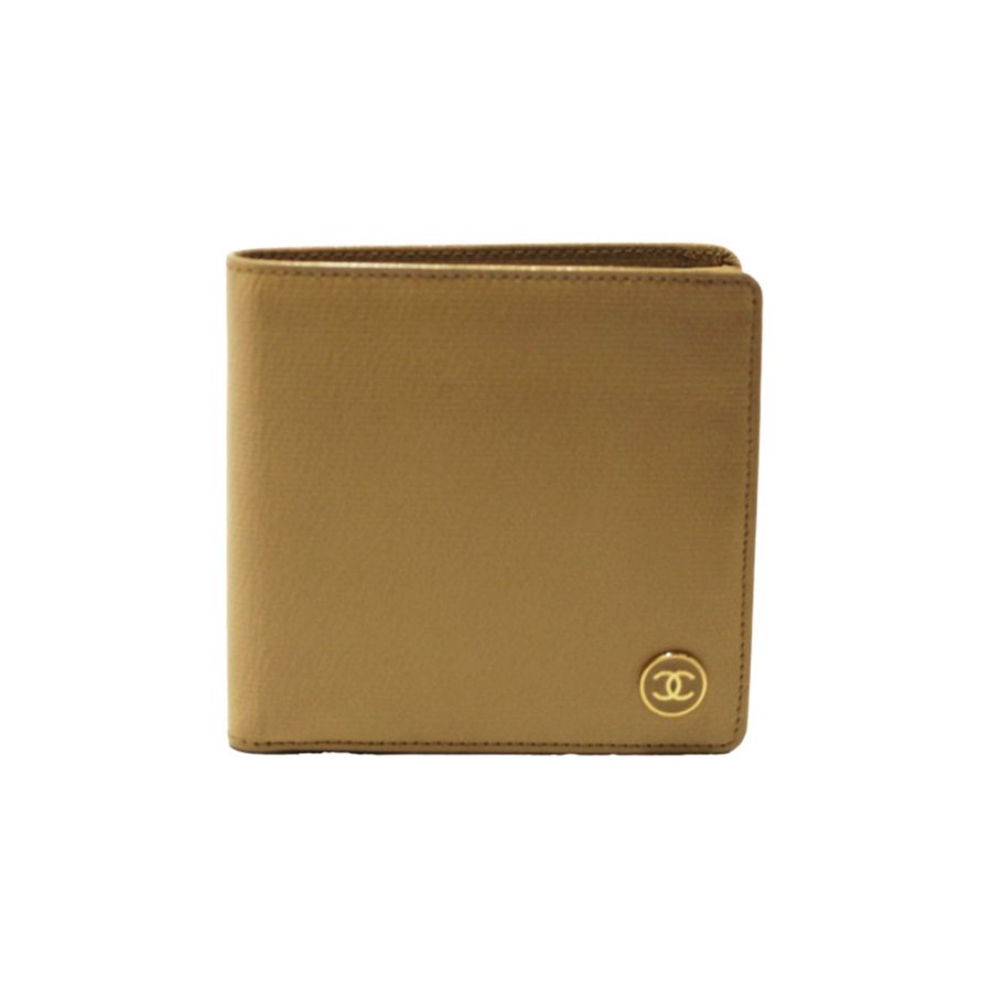 Chanel Beige Caviar Leather Medium Size Bi-fold Wallet-0