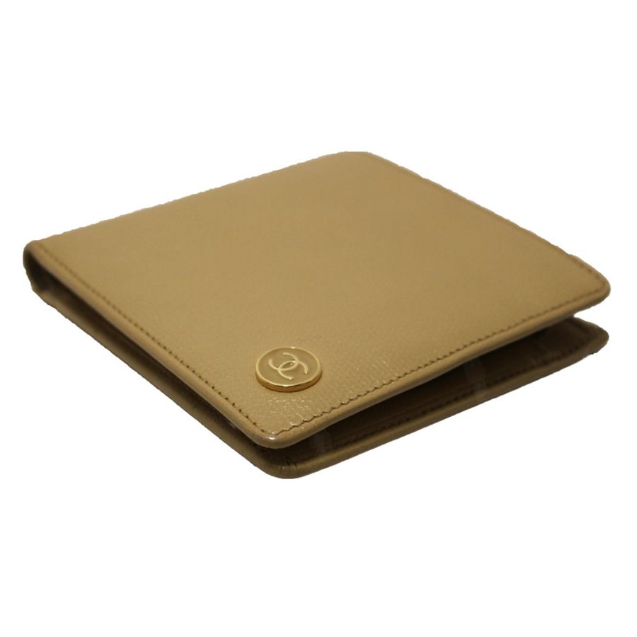 Chanel Beige Caviar Leather Medium Size Bi-fold Wallet-16