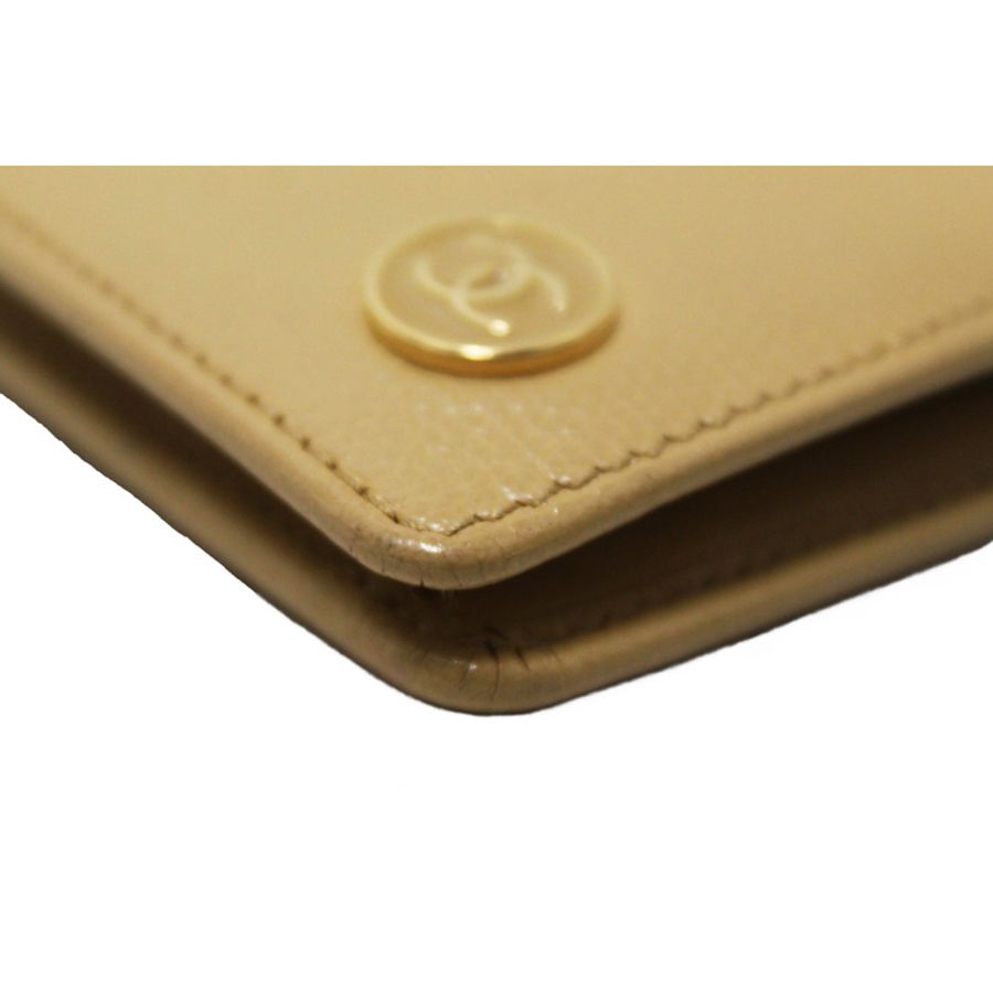 Chanel Beige Caviar Leather Medium Size Bi-fold Wallet-17