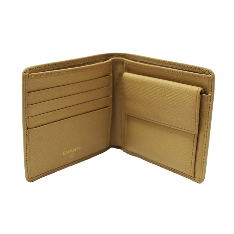 Chanel Beige Caviar Leather Medium Size Bi-fold Wallet-19