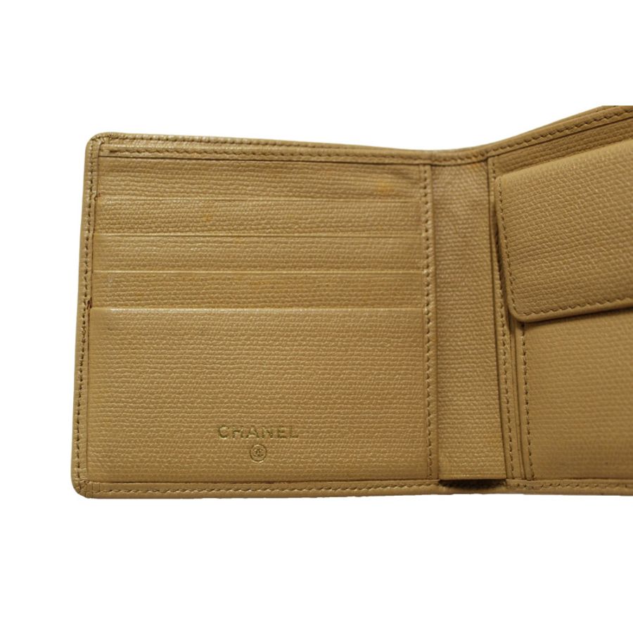 Chanel Beige Caviar Leather Medium Size Bi-fold Wallet-20