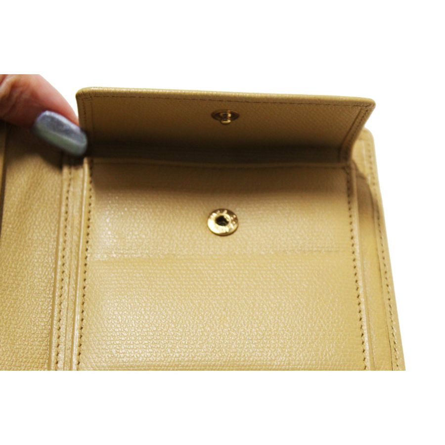 Chanel Beige Caviar Leather Medium Size Bi-fold Wallet-21