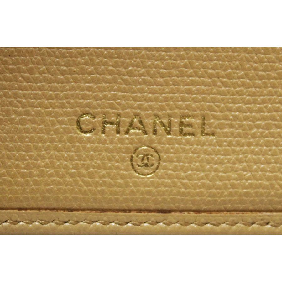 Chanel Beige Caviar Leather Medium Size Bi-fold Wallet-22