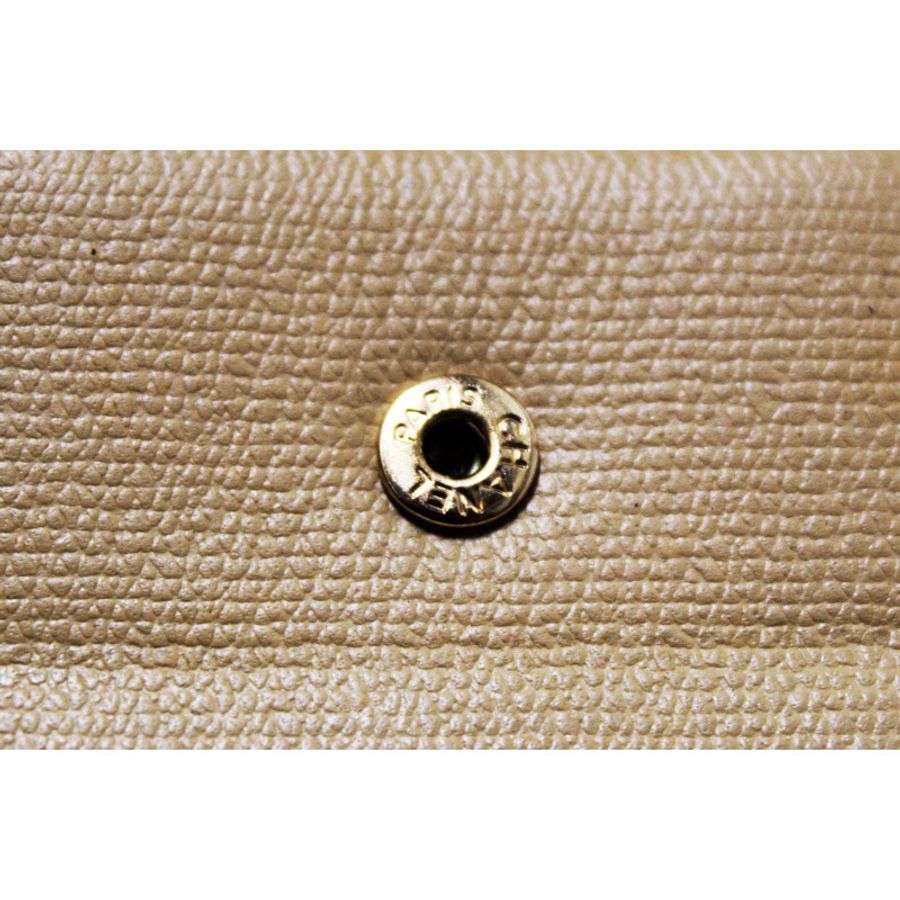 Chanel Beige Caviar Leather Medium Size Bi-fold Wallet-23