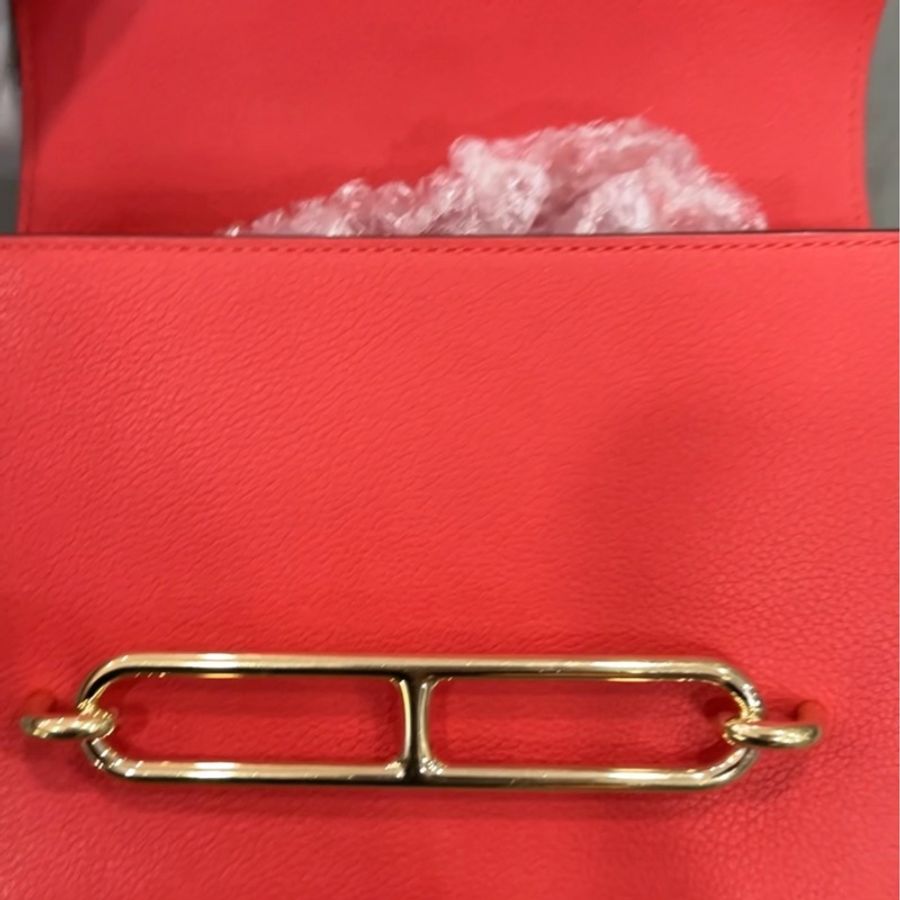 🌈Hermes❤️Mini Roulis 19❤️紅色金扣❤️99新🌟evercolor皮🌟-2