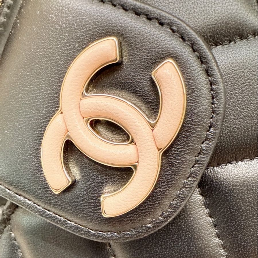 CHANEL 兩用黑配粉手拿包 新款雷標-11