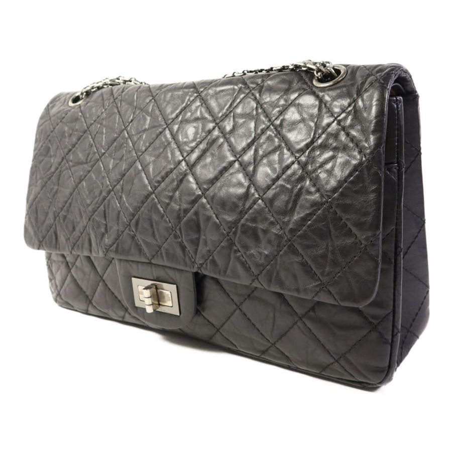 CHANEL 牛皮皮革2.55 Jumbo銀扣鏈帶肩背袋-2