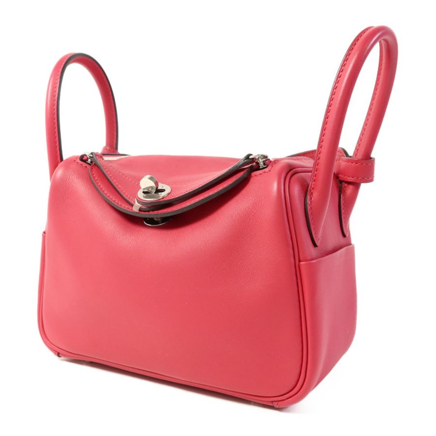 HERMES 【Hermes Fair】Swift皮革Mini Lindy金扣手挽肩背兩用袋Rose Extreme-2