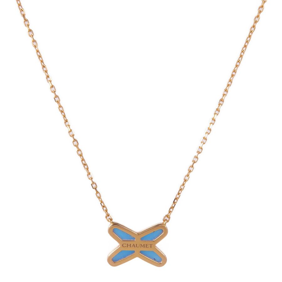 Chaumet 18K玫瑰金/綠松石/鑽石Diamond Jeux De Liens Turquoise項鍊-1