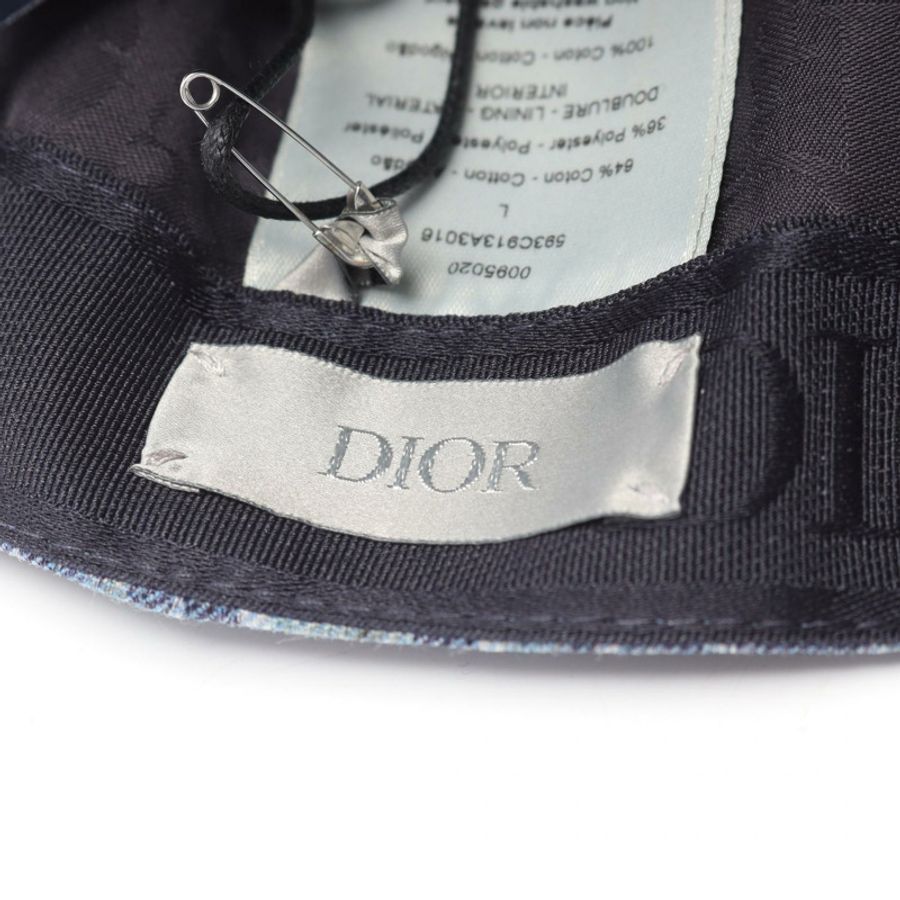 Dior Christian Dior Oblique 棉質斜紋布帽子 593C913A3016C585L 帆布藍色全新男式-3