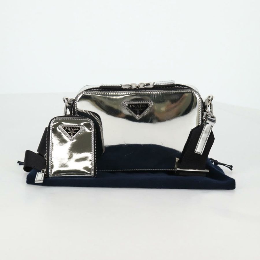【日本直送】PRADA 銀色皮革肩背包 2VH070 正品 142285M-11
