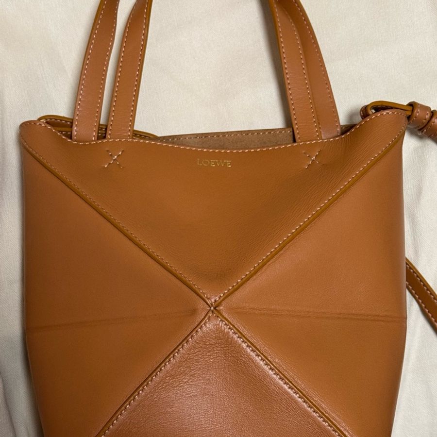 Loewe Puzzle Fold Mini Tote Bag - Warm Desert 金棕色-5