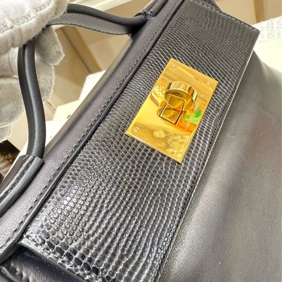 Hermes迷你2424黑金 touch拼蜥蜴皮 B刻-10