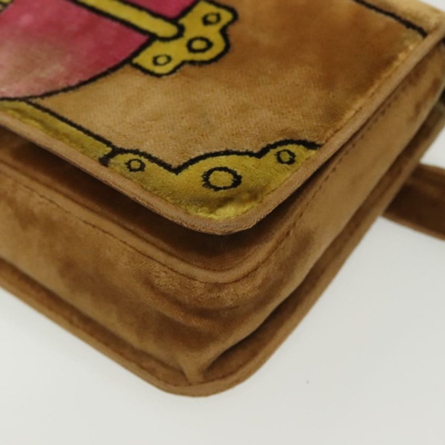 【日本直送】PRADA 鏈條 Kaye 肩背包 絲絨 米色 金色 正品 141360-15