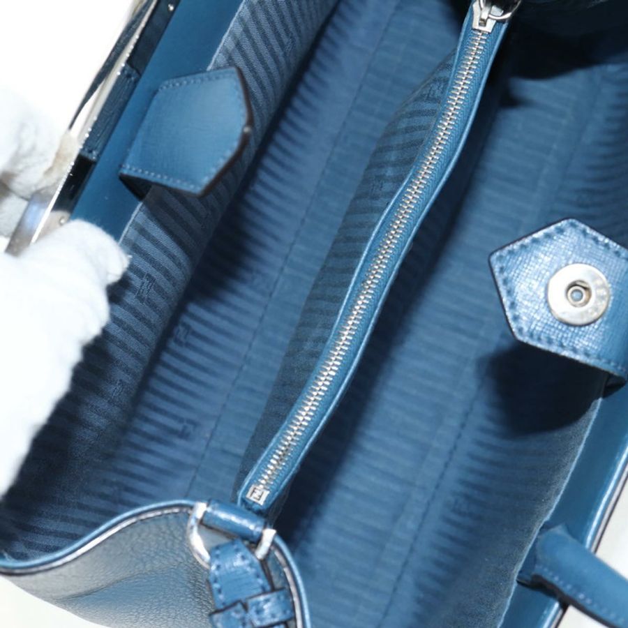 【日本直送】FENDI Petite To Jules 手提包 皮革 兩用 藍色 銀色 正品 141157-9