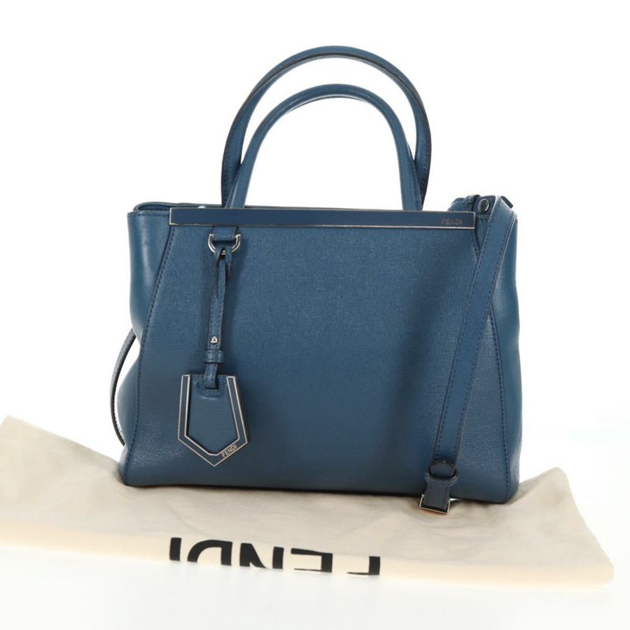 【日本直送】FENDI Petite To Jules 手提包 皮革 兩用 藍色 銀色 正品 141157-11